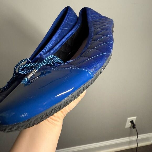 Paul Mayer COZY cap toe QUILTED LEATHER BALLET FLAT IN cobalt blue blue sole - Picture 7 of 10